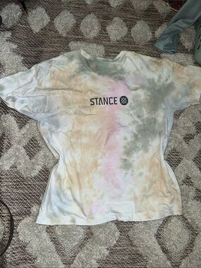 Stance Pastel Tie-Dye Logo Tee in Green, Peach & Pink